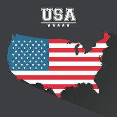USA flag map landmark dark background vector illustration