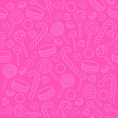 Outline sweets icons background - vector illustration.