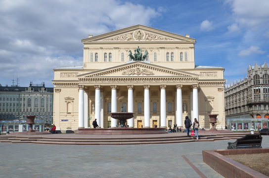 Moscow, Russia - April 20, 2017: The Bolshoi theatre on Teatralnaya square