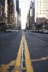 Yellow line street in New York street.
