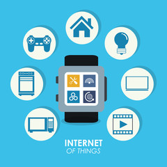 internet of things smart watch trendy social media vector illustration