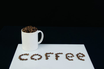 cup with coffee grains