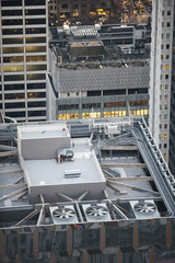 Air conditioning system on top of a skyscraper.