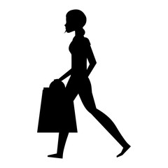 young woman with shopping bags vector illustration design