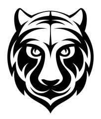 Black tiger head front view on a white background