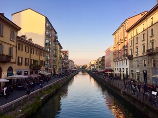 Milano, il Naviglio Grande al tramonto