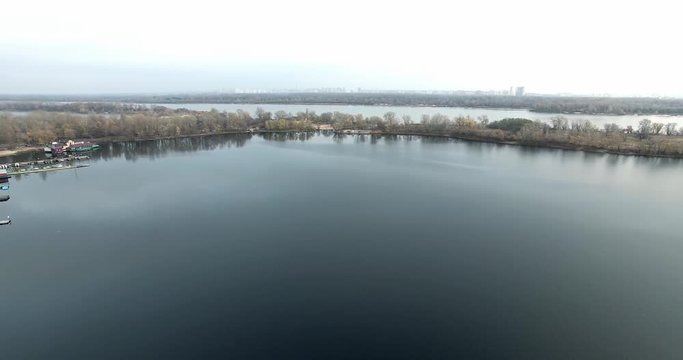 Dnipro river near Obolon region, Kiev, Ukraine.