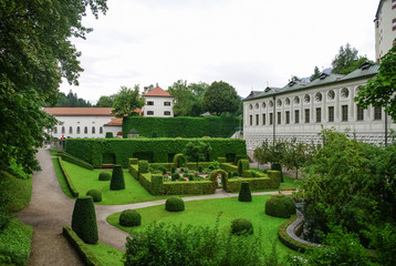 Garden of  Ambras Castle (Schloss Ambras) a Renaissance sixteenth century castle and palace located...