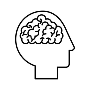 human head profile with brain vector illustration design