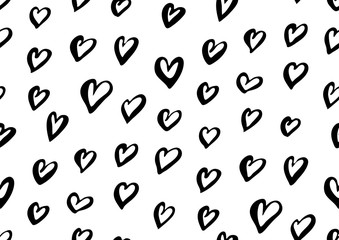 Abstract seamless pattern with the ink hearts.