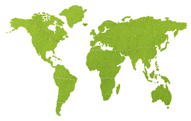 Green Global map isolated on white background