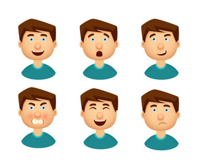 Collection of man with a variety of emotions.