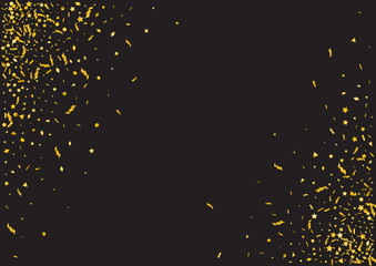 Abstract golden confetti background. Isolated on the black. - obrazy, fototapety, plakaty