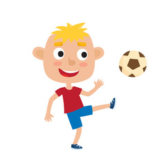 Vector illustration of little blonde boy in shirt and short