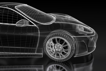 Fototapeta na wymiar 3D sport car on a black