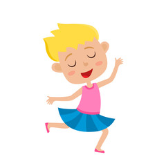 Vector cartoon illustration of graceful girl-dancer isolated on white