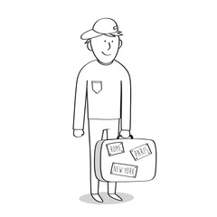 Obraz na płótnie Canvas stick man with suitcase, vector illustration