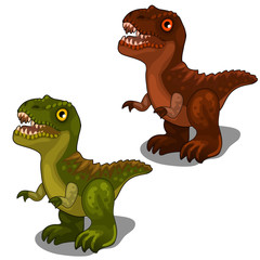 Green and brown dinosaur in cartoon style
