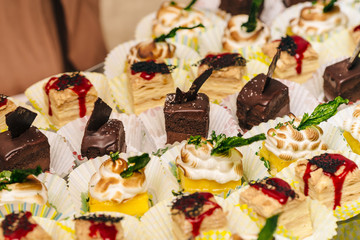 delicious desserts on table