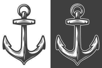 Monochrome anchor vector illustration. Black and white © hiten666