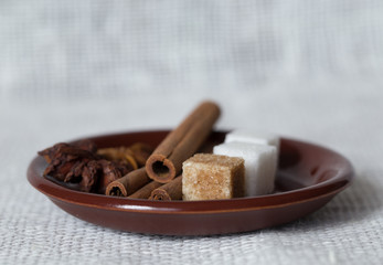 Pieces of refined sugar