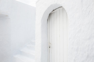 National white architecture on Santorini island, Greece.