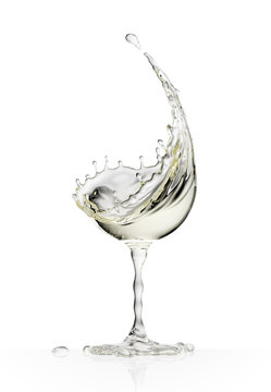 White wine glass on a white background