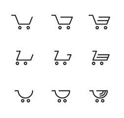 Black, outline, vector shopping cart icons set © Krystian