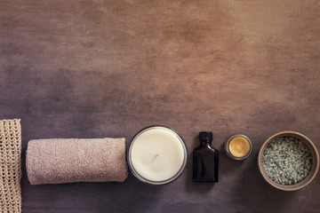 Organic spa cosmetic on stone background