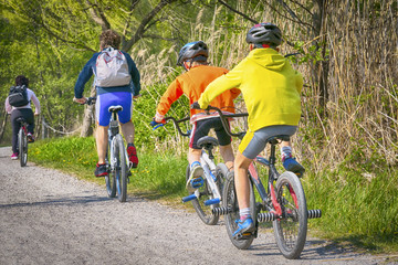 Fototapeta premium Boys on bicycle