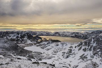Sunrise over Skipsfjord. Nordkapp.