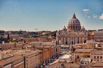 Fototapeta na wymiar Vatican city. St Peter's Basilica. Panoramic view of Rome and St. Peter's Basilica, Italy.