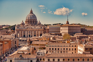 Vatican city. St Peter's Basilica. Panoramic view of Rome and St. Peter's Basilica, Italy.