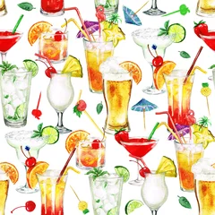 Foto op Aluminium Summer Cocktails.Watercolor seamless pattern. © nataliahubbert