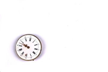 Clock dial isolated on white background space for copy