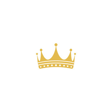 Isolated golden color crown logo on white background, luxury royal sign, jewel vector illustration