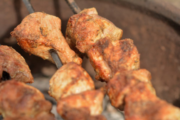 Шашлык из свинины крупным планом