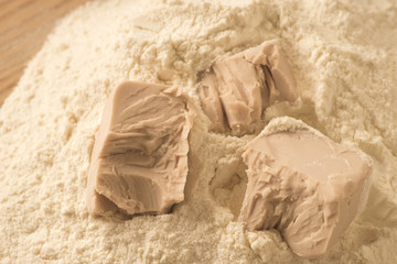fresh yeast on table