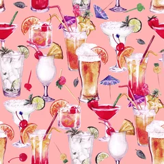 Kussenhoes Summer Cocktails.Watercolor seamless pattern. © nataliahubbert
