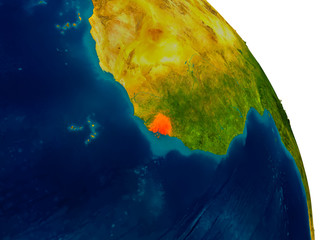 Guinea-Bissau on model of planet Earth