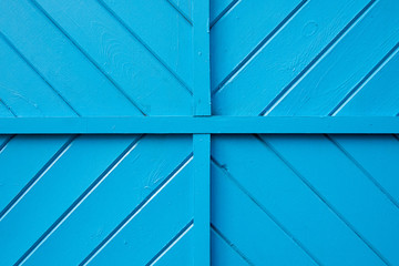 Detail of wooden wall painted blue