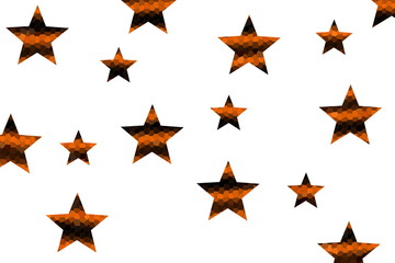 Orange and black mosaic stars on a White background