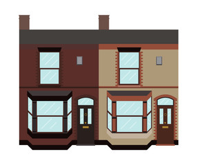 Typical UK terraced house with bay window