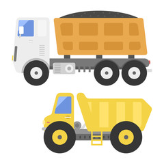 Dump truck construction delivery truck transportation vehicle mover road machine equipment vector.