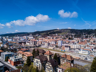 Fototapeta na wymiar Aerial view on UNESCO heritage city La de Chaux de Fonds