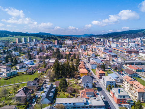 Aerial view on UNESCO heritage city La de Chaux de Fonds