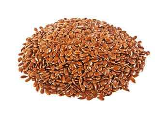 Heap of linseeds on a white background