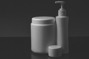 Group of cosmetic bottles isolated on white