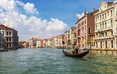 Obraz na płótnie Canvas The Grand canal with floating gondolas, Venice, Italy