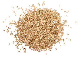 Buckwheat isolated on white background, with top view
